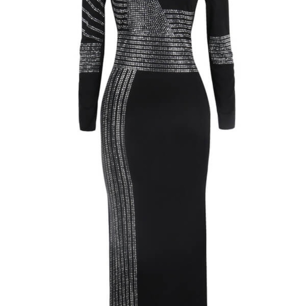 Lovely party patchwork black maxi dress